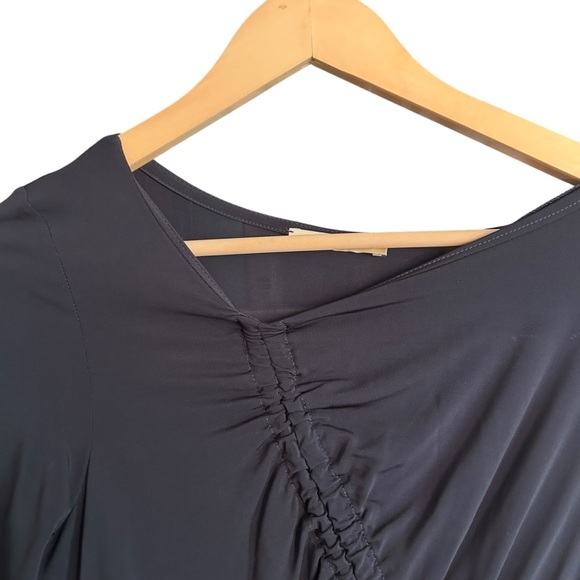 Paloma Wool Gobi Navy Ruched Midi Dress Sz Small Long Sleeve Fitted - Picture 6 of 9